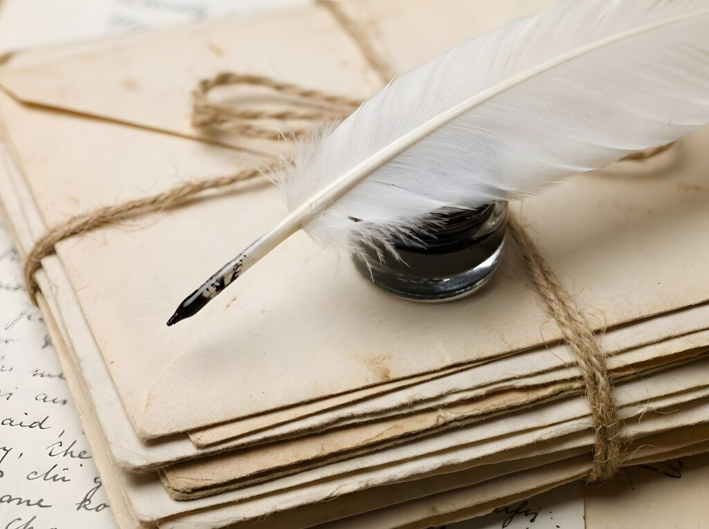 La Edad Media que hay detrás de mis historias Sobres con lacre bajo una pluma