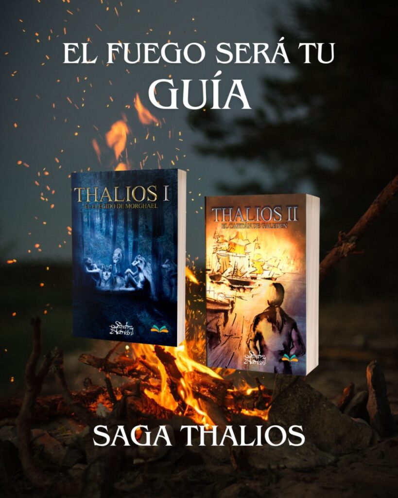 Portadas de las novelas de fantasía de Sandra Adrián, saga Thalios